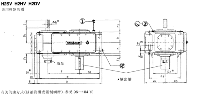 平行軸齒輪箱兩級(jí)傳動(dòng)立式安裝(類(lèi)型H2.V)